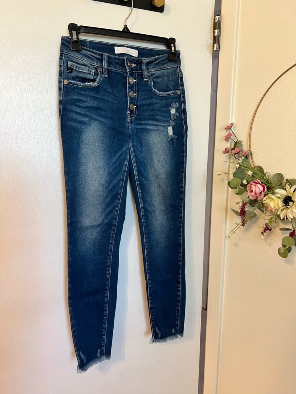 KanCan Dark Blue Skinny Jeans with Button Fly